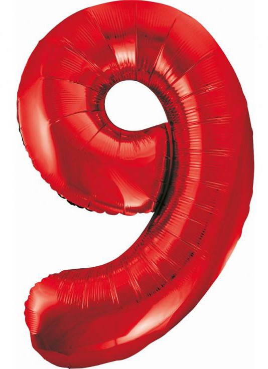 Folijas balons "Sarkans skaitlis 9", 85 cm