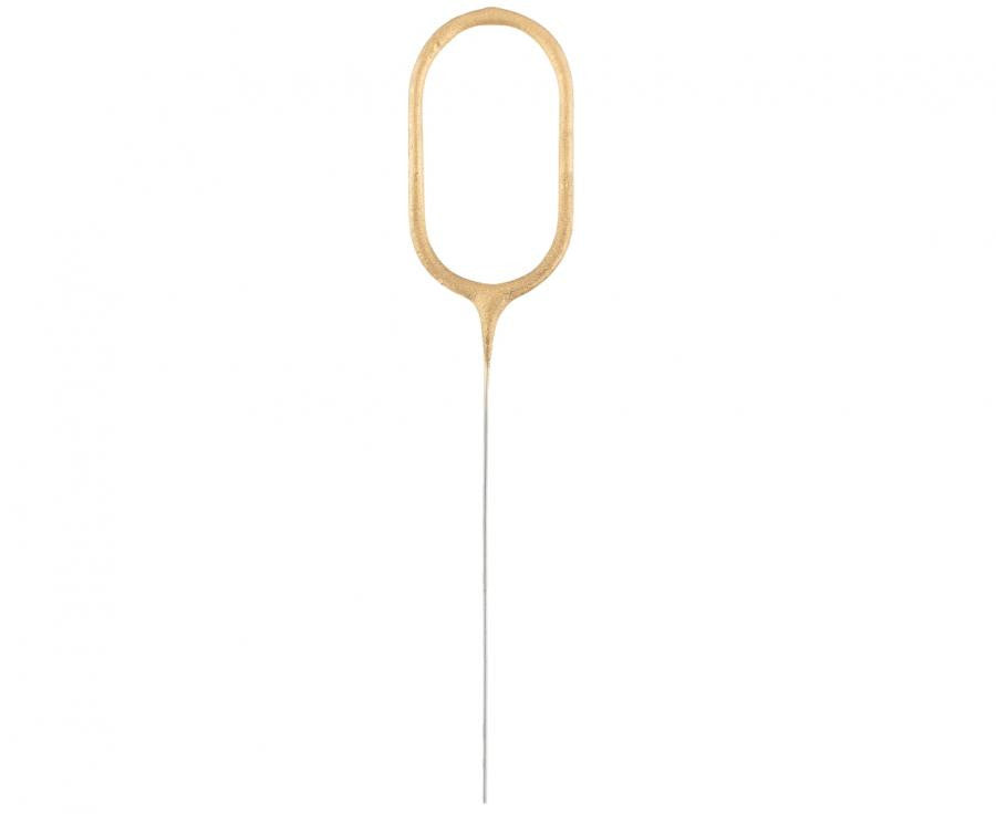 Zelta zelta dzirkstošā lampiņa ar ciparu 0, 17 cm