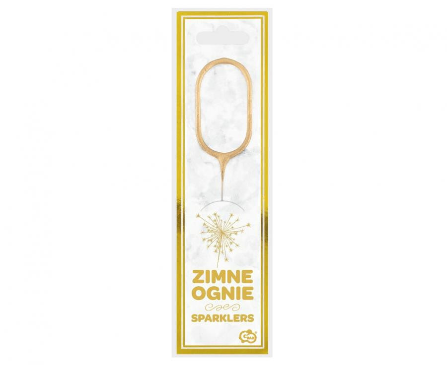 Zelta zelta dzirkstošā lampiņa ar ciparu 0, 17 cm