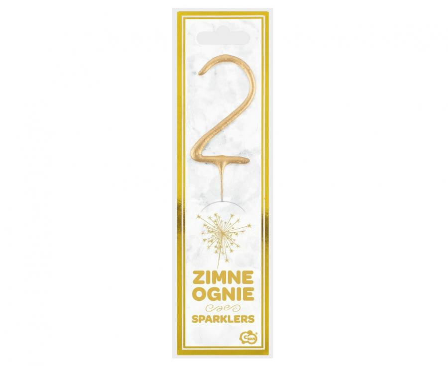 Zelta zelta dzirkstošā glāze ar skaitli 2, 17 cm
