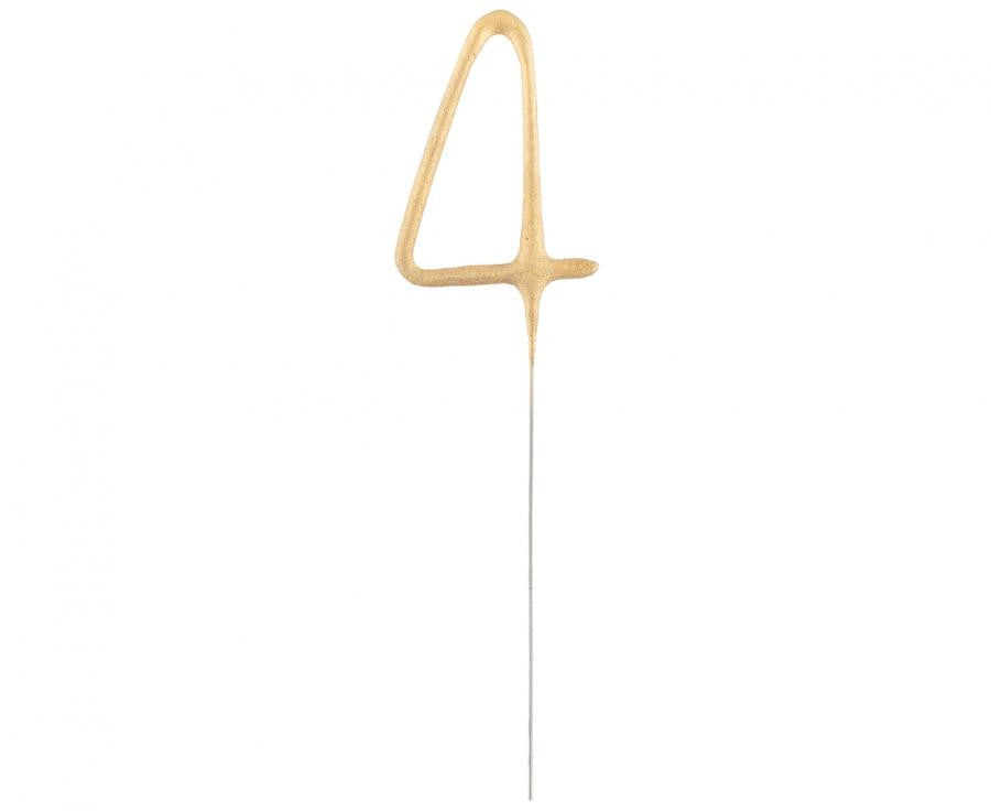 Zelta zelta krāsas dzirkstošā glāze ar skaitli 4, 17 cm