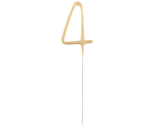 Zelta zelta krāsas dzirkstošā glāze ar skaitli 4, 17 cm