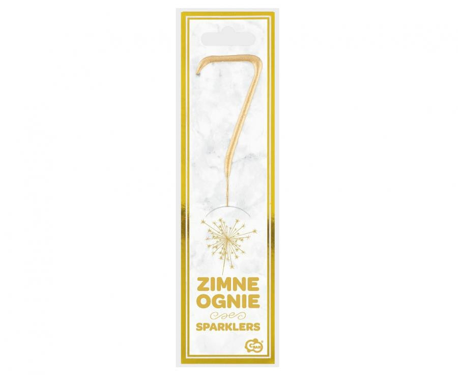 Zelta zelta dzirkstošā glāze ar numuru 7, 17 cm