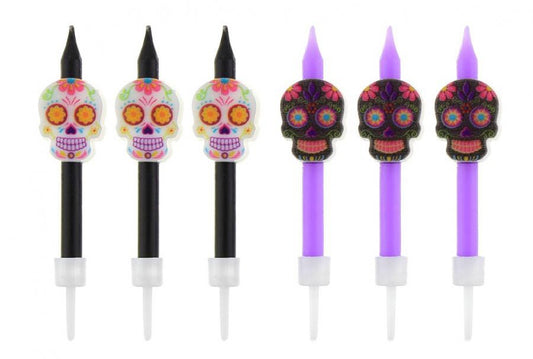 Helovīna "D√≠a De Los Muertos" kūkas svece, sveču komplekts 6 gab.