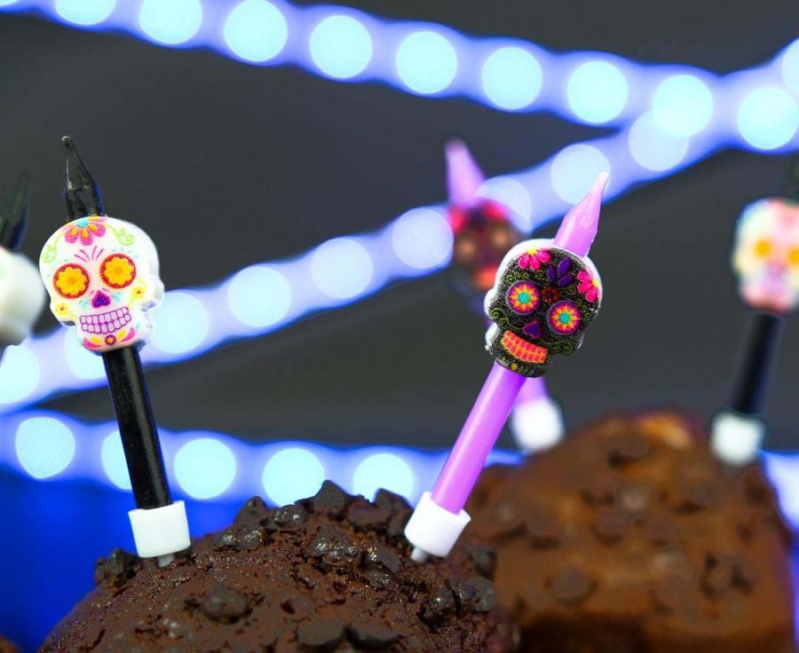 Helovīna "D√≠a De Los Muertos" kūkas svece, sveču komplekts 6 gab.