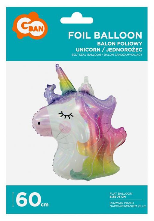 Folijas balons "Vienradža galva", 60 cm