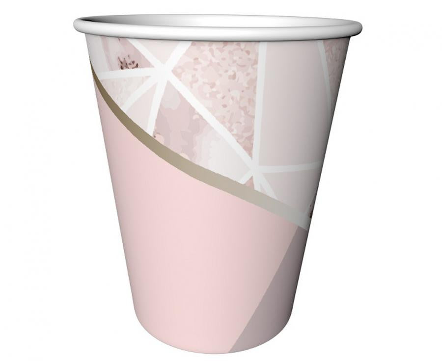 Party Rose Chic Pink papīra krūzītes 6 gab. 240 ml