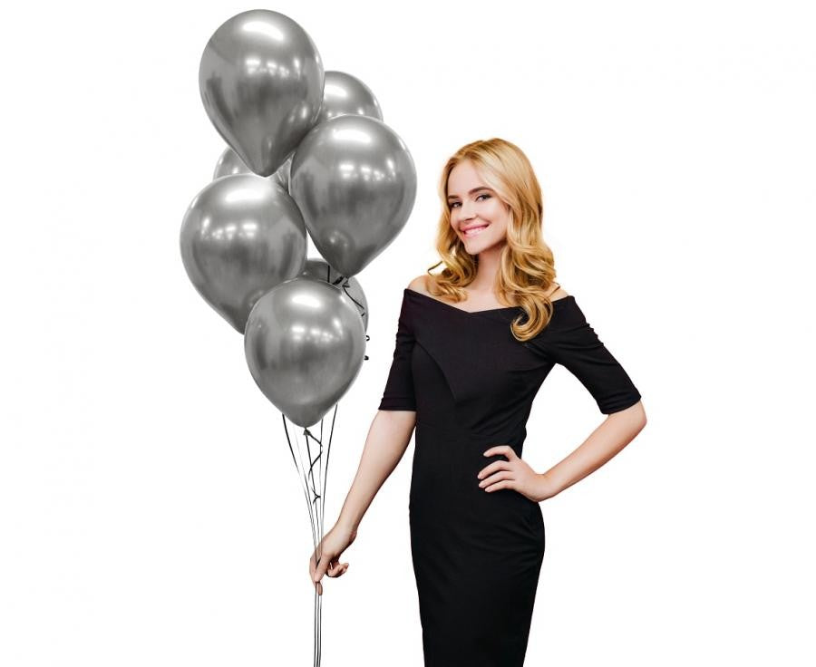 Platīna pelēka krāsa, pelēki baloni, 7 gabali 12 collas (30 cm)