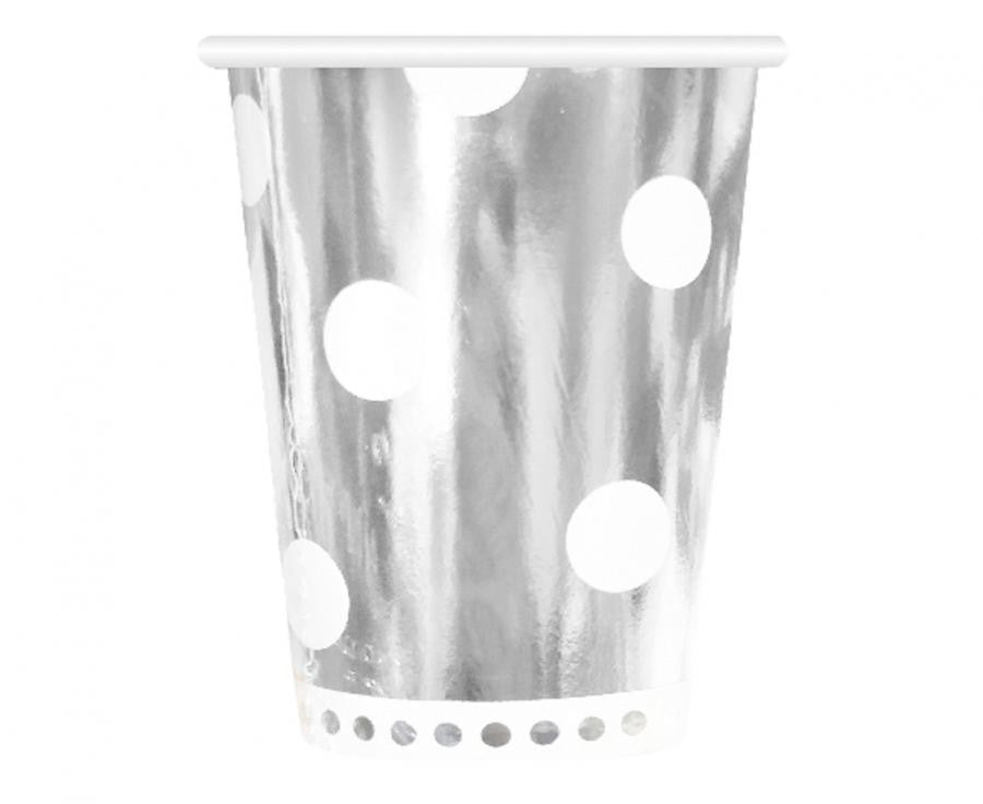 Krāsa B&C Sudraba Papīra Krūzītes ar Punktiem 6 Gab. 266 ml