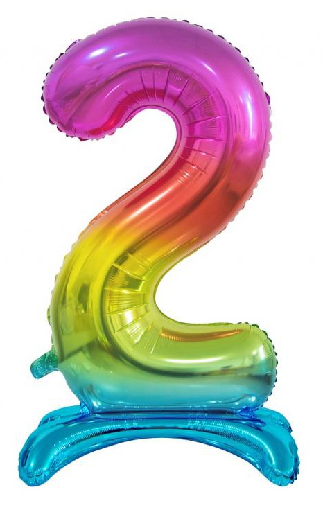 Krāsains folijas balons ar ciparnīcu "Varavīksne" 74 cm