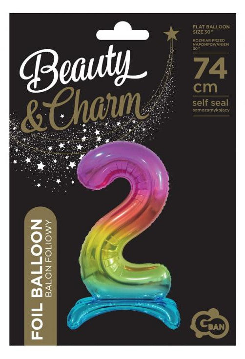 Krāsains folijas balons ar ciparnīcu "Varavīksne" 74 cm