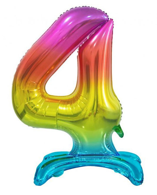 Folijas balons ar skaitli 4, 74 cm, krāsains, varavīksnes krāsās