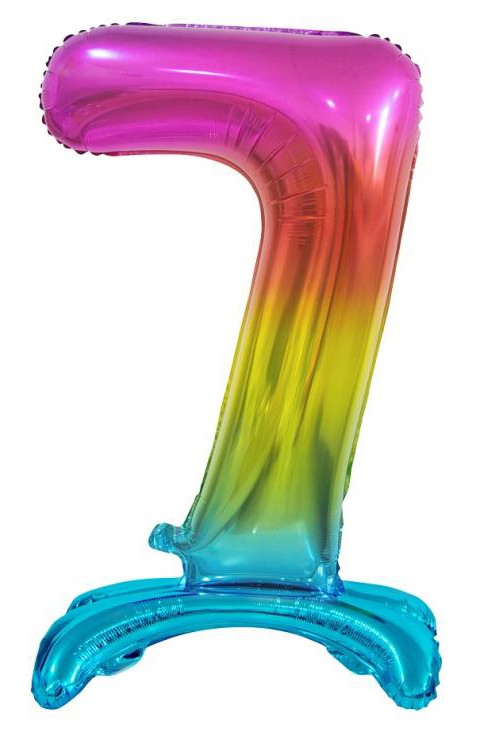 Folijas balons ar skaitli 7, 74 cm, krāsains, varavīksnes krāsā