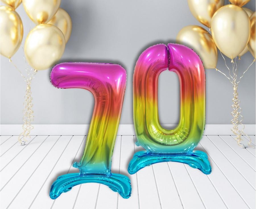 Folijas balons ar skaitli 7, 74 cm, krāsains, varavīksnes krāsā
