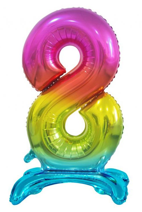 Krāsains folijas balons ar statīvu "Cipars 8", 74 cm