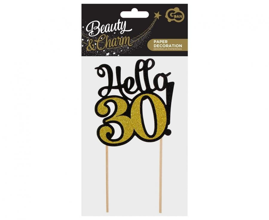 Daudz laimes dzimšanas dienā B&C Hello 30 kūkas dekors 19 cm