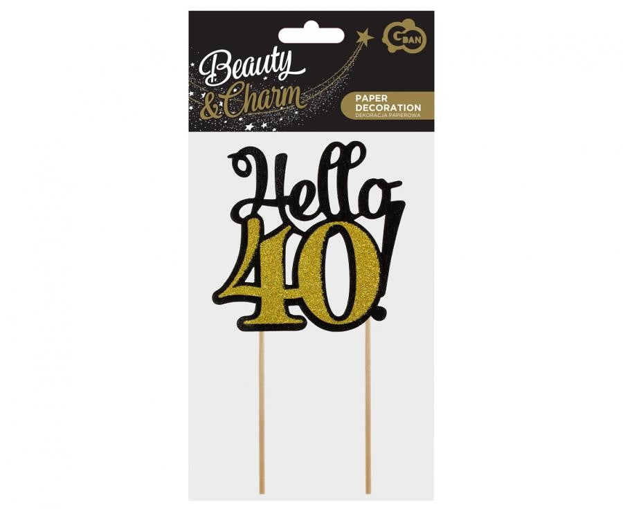 Daudz laimes dzimšanas dienā B&C Hello 40 kūkas dekors 19 cm