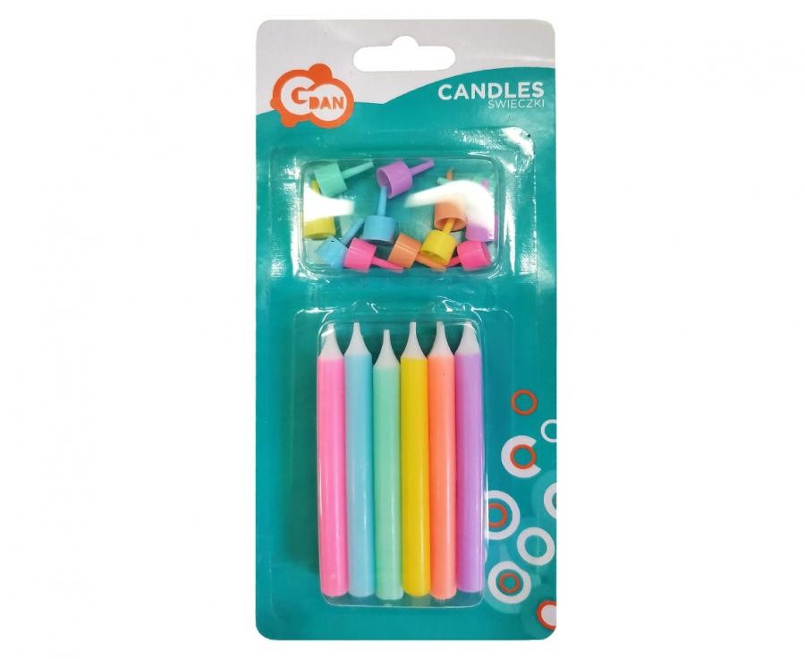 Krāsaina Jumbo Neon kūkas svece, sveču komplekts 12 gab.