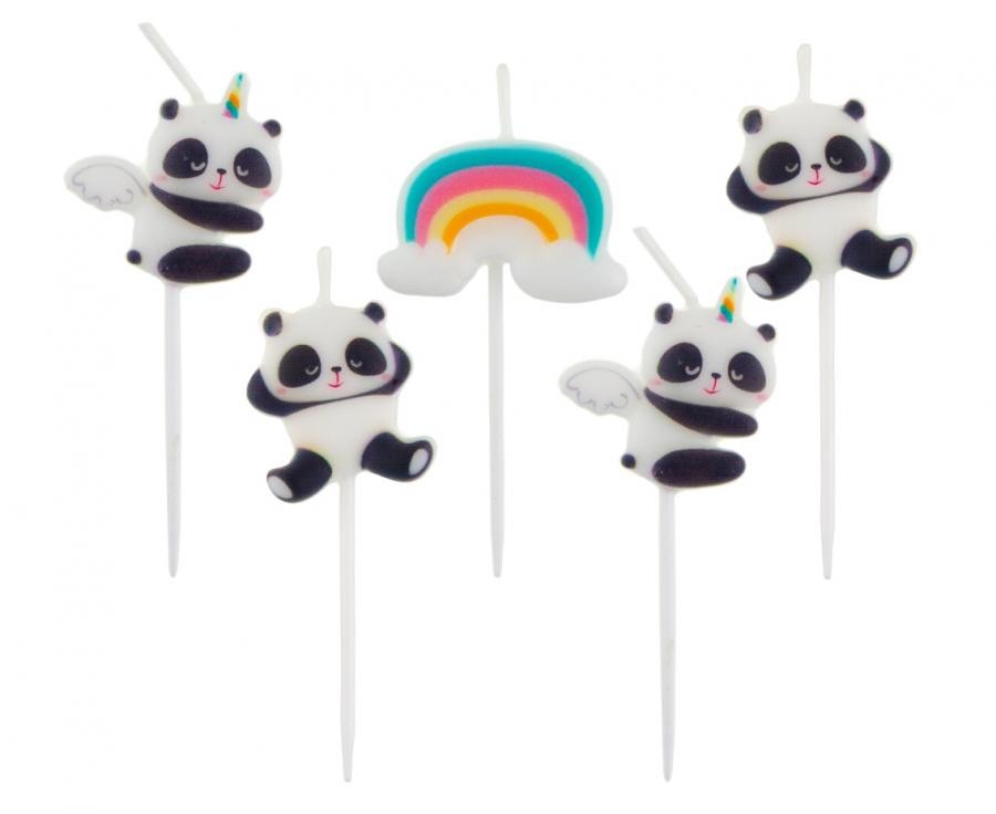 Dzīvnieku Jauka Panda kūkas svece, sveču komplekts 5 gab.