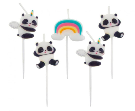 Dzīvnieku Jauka Panda kūkas svece, sveču komplekts 5 gab.