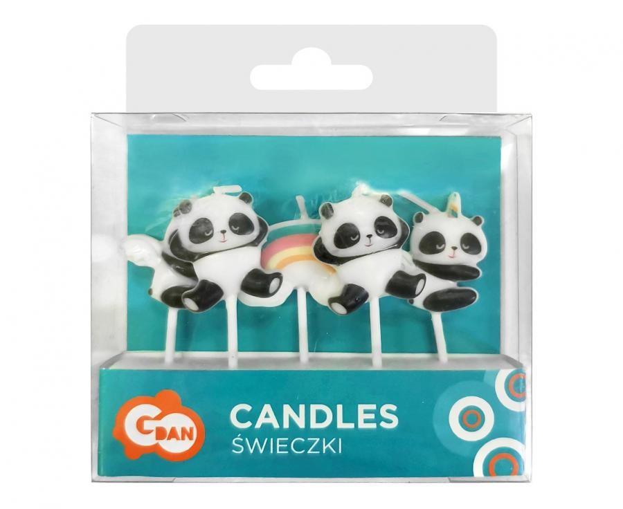 Dzīvnieku Jauka Panda kūkas svece, sveču komplekts 5 gab.