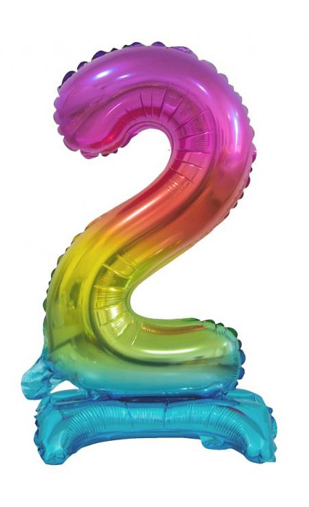 Folijas balons "Cipars Varavīksne" ar krāsainu ciparu 2, 38 cm