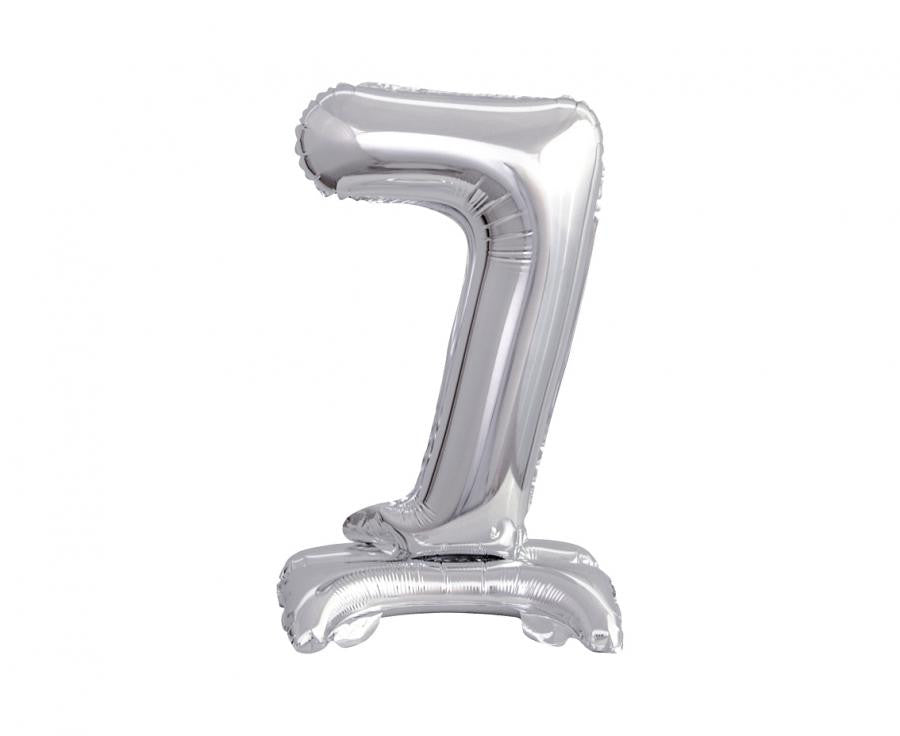Sudraba mini folijas balons ar skaitli 7, 38 cm, B&C Silver