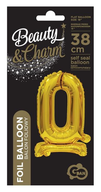 Folijas balons "Cipars B&C" ar pamatni, 38 cm, zelta krāsā