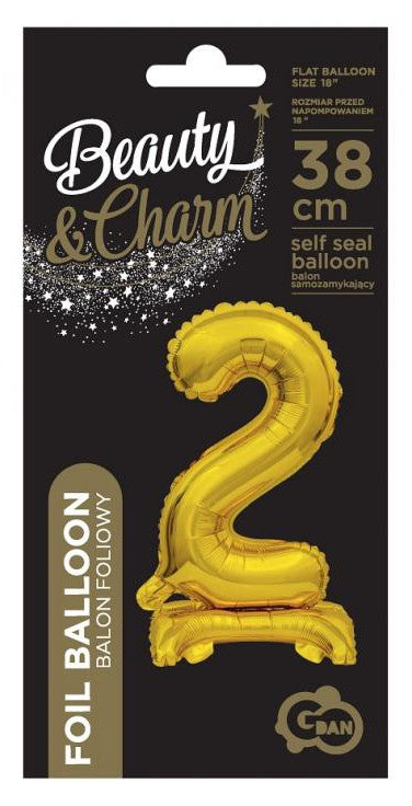 Folijas balons "Cipars B&C Gold" ar pamatni, 38 cm