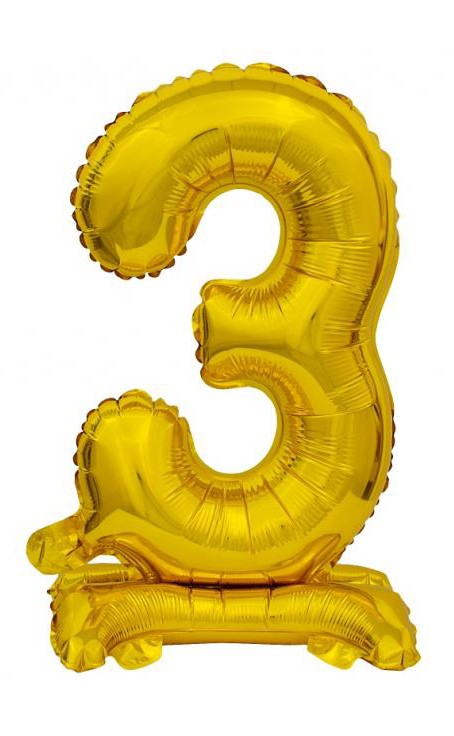 Folijas balons "Cipars B&C Gold", miniatūrs cipars 3, 38 cm
