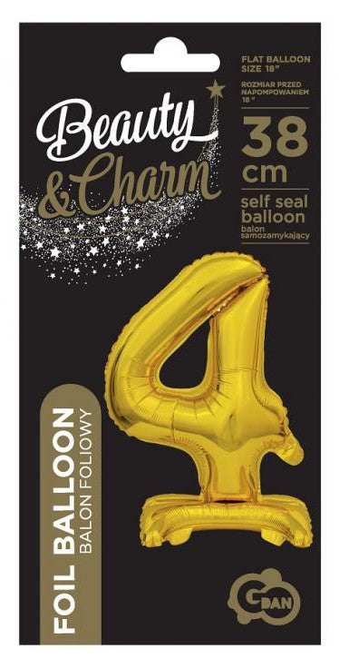 Folijas balons "Cipars B&C" ar zelta un pamatni, 38 cm, zelta krāsā