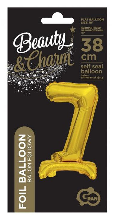 Folijas balons "Cipars B&C Gold", miniatūrs cipars 7, 38 cm