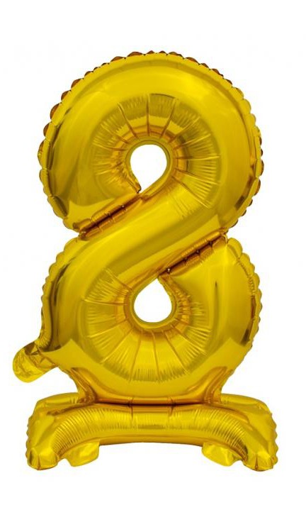 Folijas balons "Cipars B&C Gold" ar statīvu, 38 cm, zelta krāsā