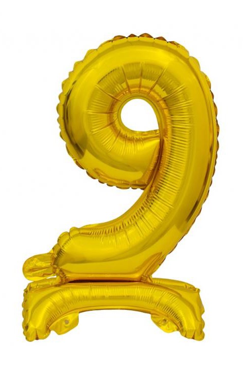 Folijas balons ar 9 cipariem, 38 cm, mini, B&C Gold