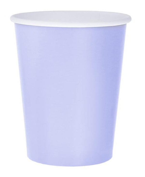 Krāsainas vienkrāsainas lavandas violetas papīra krūzītes 14 gab. 270 ml