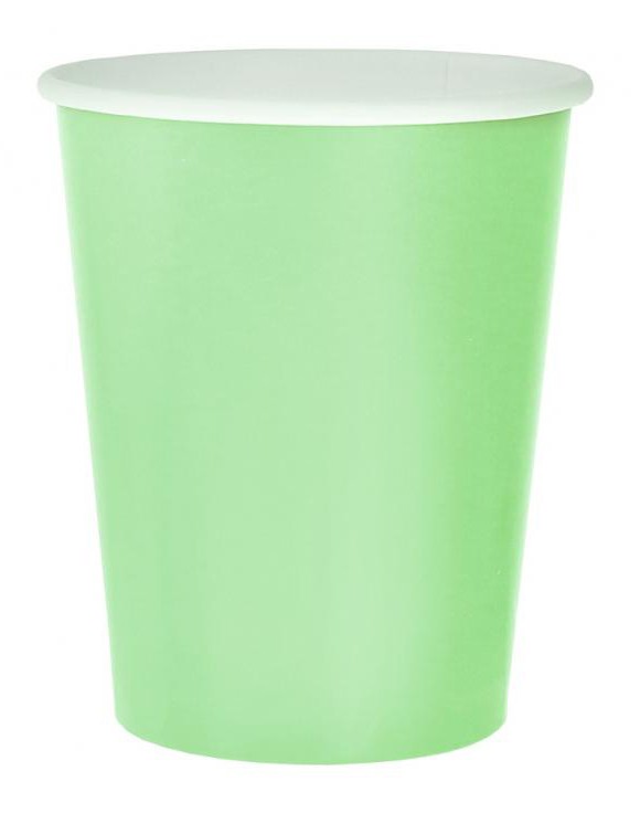 Krāsainas, vienkrāsainas, piparmētru zaļas papīra krūzītes, 14 gab. iepakojumā, 270 ml