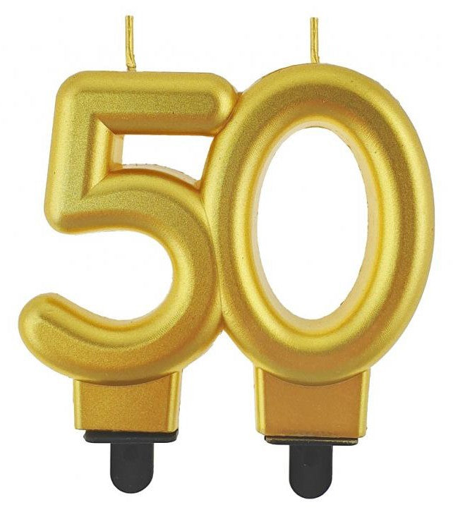 Krāsa Zelta Zelta dzimšanas dienas svece ar numuru 50