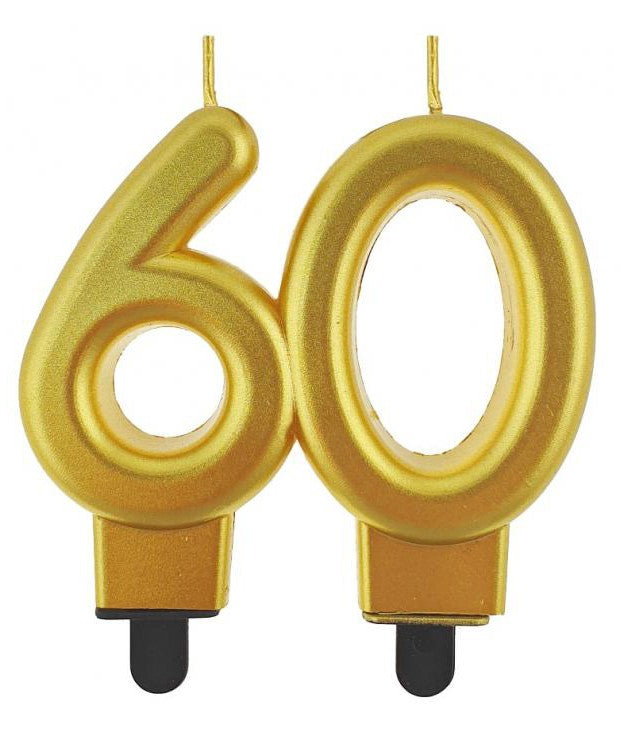 Krāsa Zelta Zelta 60. dzimšanas dienas svece, numurēta svece