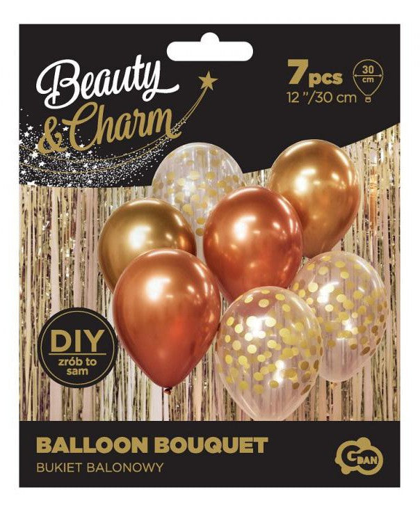 Krāsu zelta-vara balonu komplekts, 7 gab. 12 collas (30 cm)