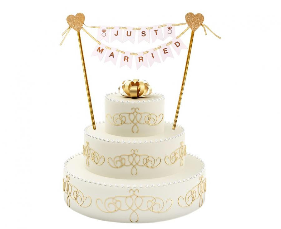 Kāzu tortes dekors "Tikko precējušies" 25 cm