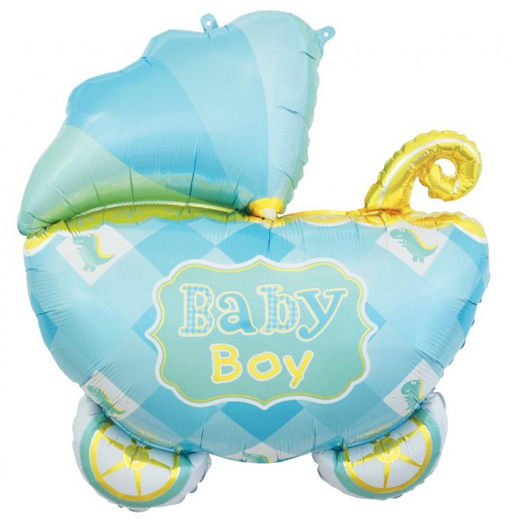 Folijas balons "Bērnu ratiņi", 60 cm, zils, zils, bērnu ratiņi