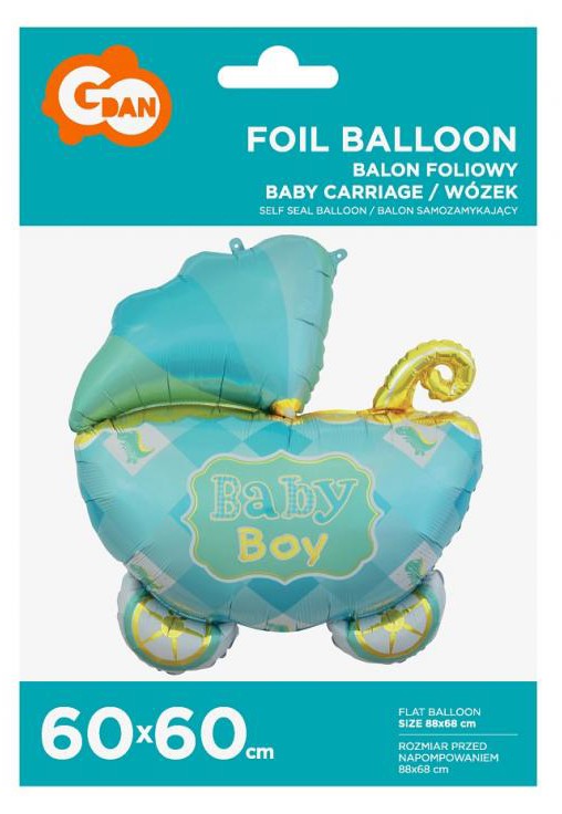 Folijas balons "Bērnu ratiņi", 60 cm, zils, zils, bērnu ratiņi