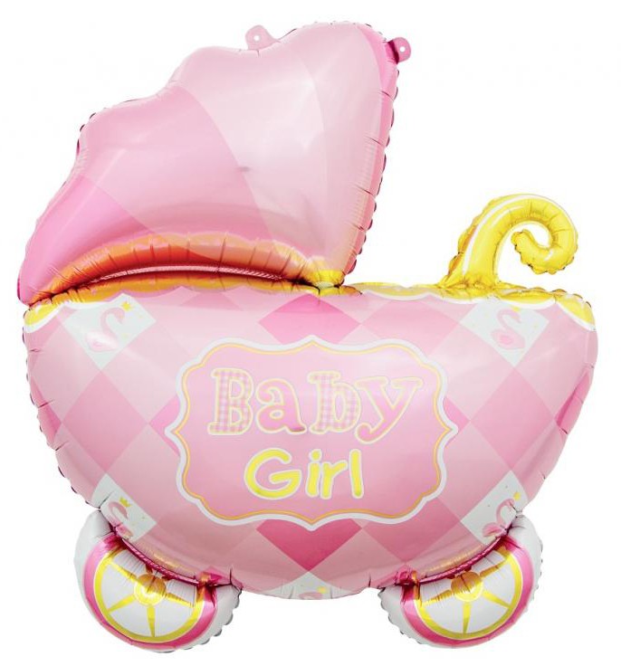 Folijas balons "Rozā bērnu ratiņi", 60 cm