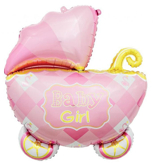 Folijas balons "Rozā bērnu ratiņi", 60 cm