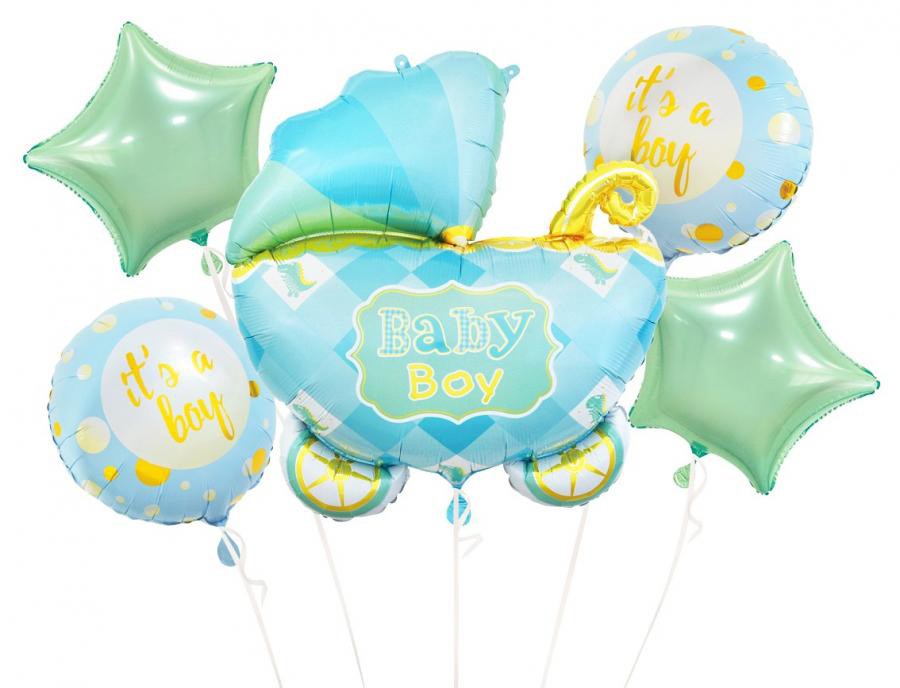 Folijas balonu komplekts "Dzimšanas dienas karietes" - 5 gabali