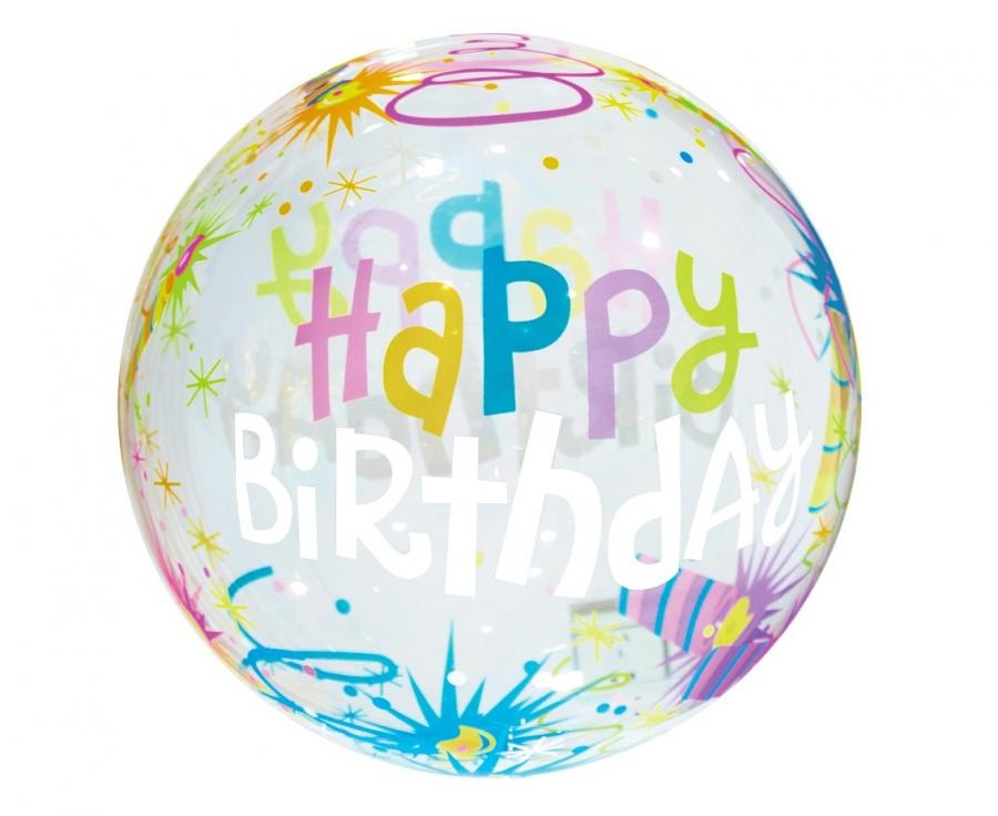 Daudz laimes dzimšanas dienā, akvamarīna krāsas, globusa formas folijas balons, 40 cm