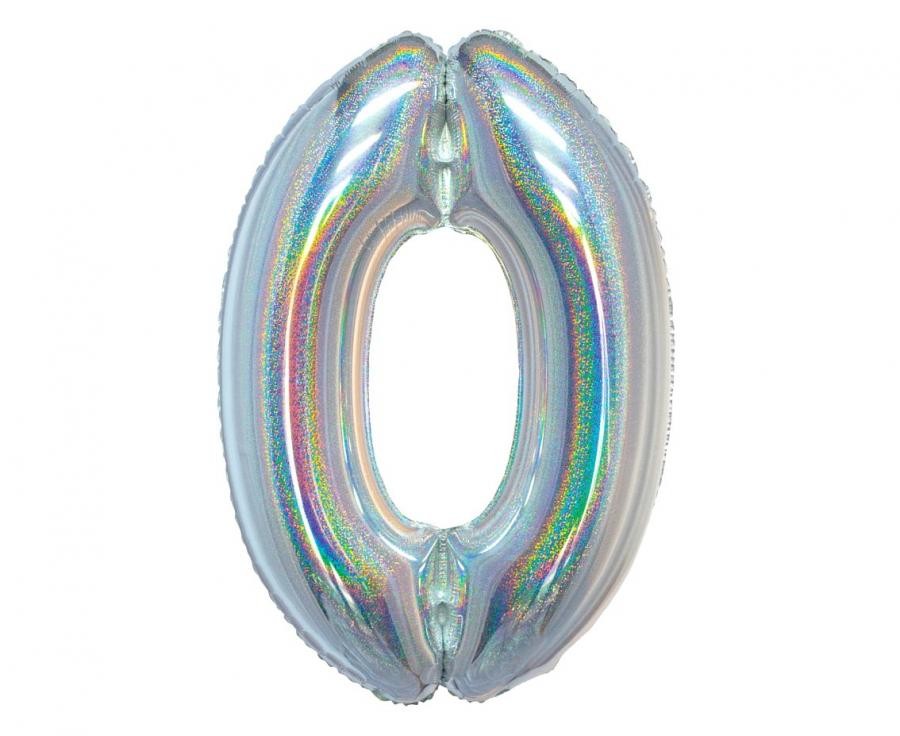 Sudraba krāsas hologrāfisks skaitlis, sudraba krāsas folijas balons 76 cm