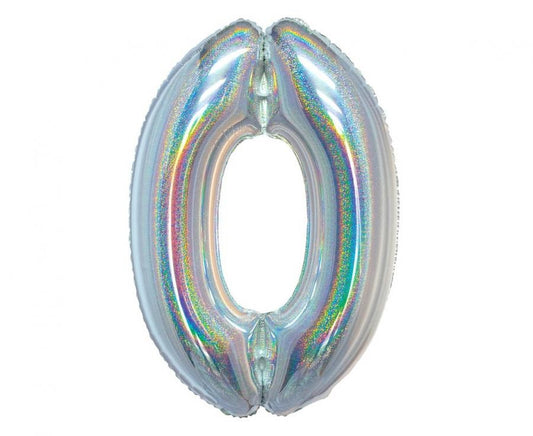 Sudraba krāsas hologrāfisks skaitlis, sudraba krāsas folijas balons 76 cm
