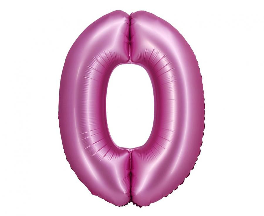 Folijas balons "Cipars 0", satīna, rozā, 76 cm