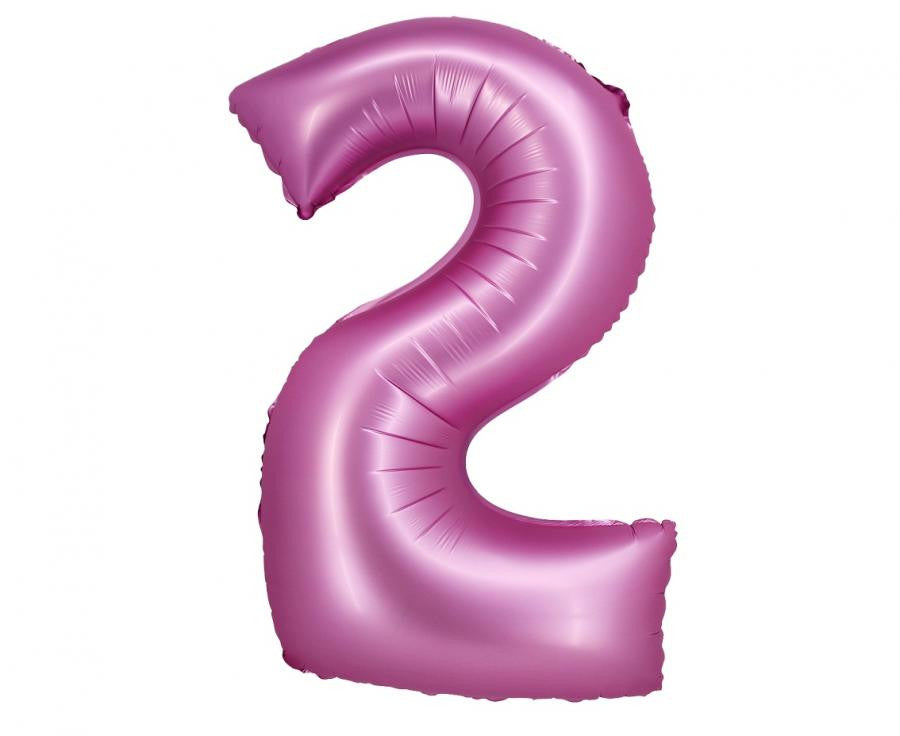 Folijas balons "Cipars 2" satīna rozā krāsā, rozā, 76 cm